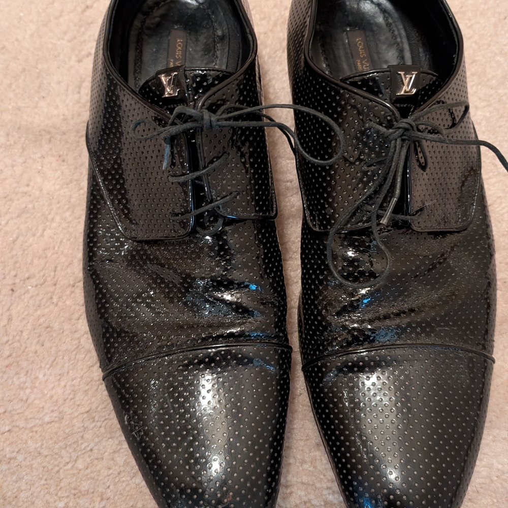 Louis Vuitton Black Patent Leather Lasercut Accents Oxfords - Picture 7 of 11